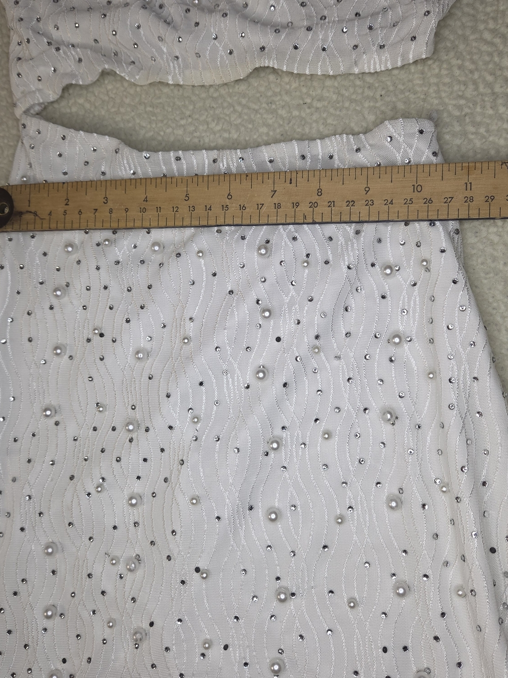 White Embellished Cutout Bodycon Dress With Beads By Windsor Size S Small - Picture 5 of 7